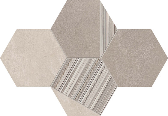 +3 Decoro Esagona Bianco-Sabbia-Paper Bianco | Keramik Mosaike | EMILGROUP