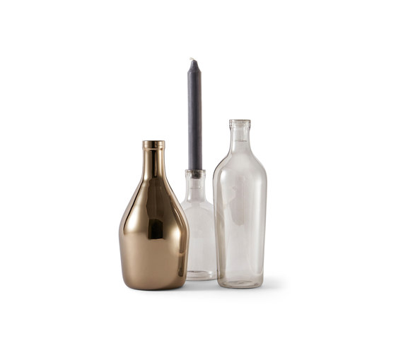 Barlume - TRIS Barlume Trasparent Grey + Metallised Brass | Candlesticks / Candleholder | Incipit Lab srl