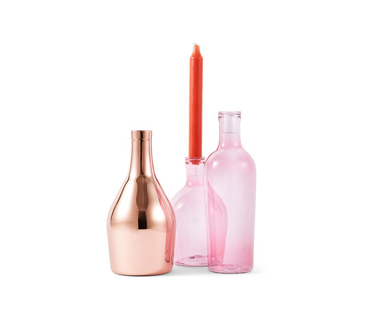 Barlume - TRIS Barlume Transparent Fuchsia + Metallised Copper | Candlesticks / Candleholder | Incipit Lab srl