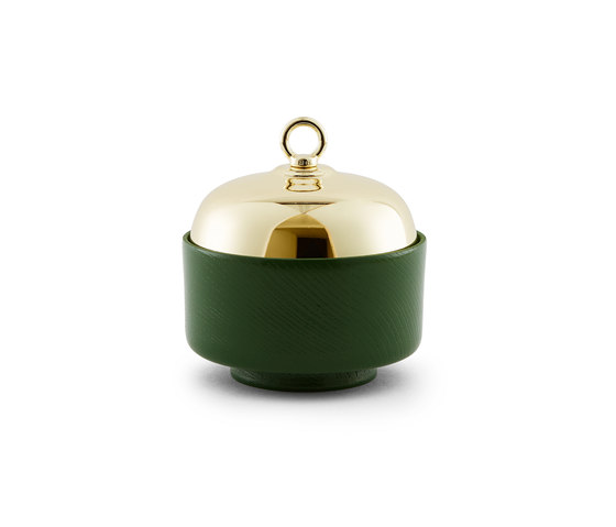 Belle - Small green container & brass cover | Bowls | Incipit Lab srl
