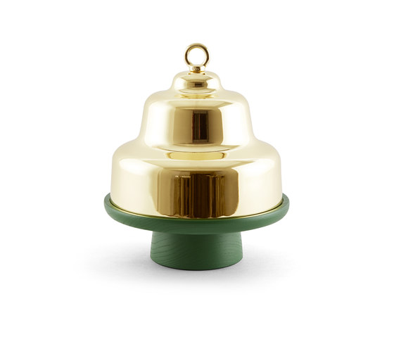 Belle - Tall green stand & brass cloche dome | Bols | Incipit Lab srl