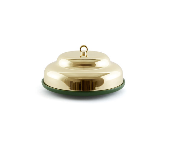 Belle - Wide green stand & brass cloche dome | Bowls | Incipit Lab srl