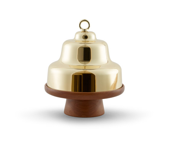 Belle - Tall oak stand & brass cloche dome | Bols | Incipit Lab srl