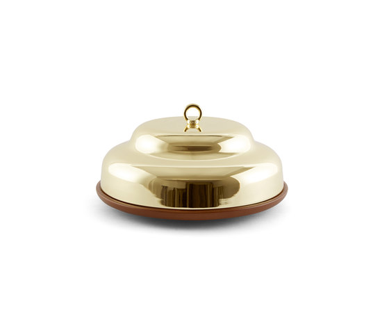 Belle - Wide oak stand & brass cloche dome | Bowls | Incipit Lab srl