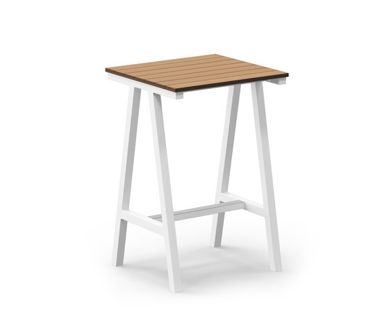 Mornington Table E Natural Slatted Solid Teak Top | Standing tables | VUUE