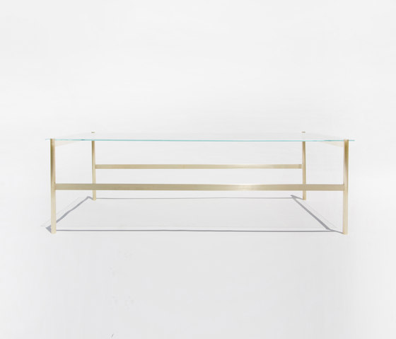 Duotone Rectangular Coffee Table | Brass / Glass | Tables basses | Yield