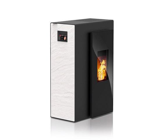 Miro | with décor side panel slate white / body black | Stoves | Rika
