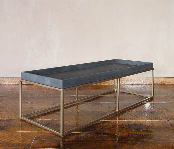 Brentwood Leather and Brass Cocktail Table | Tables basses | Pfeifer Studio
