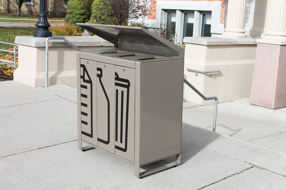 LXRC1503-48-MS-VGST-VGST-VGST-RS Trash/Recycle Container | Pattumiere | Maglin Site Furniture