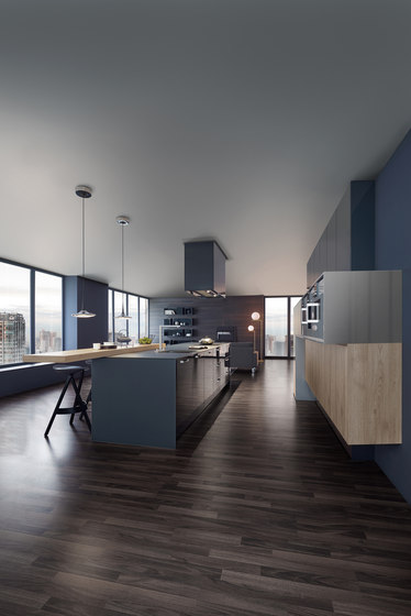 Synthia | IOS | Largo-LG fitted kitchen with an island | Cucine parete | Leicht Küchen AG