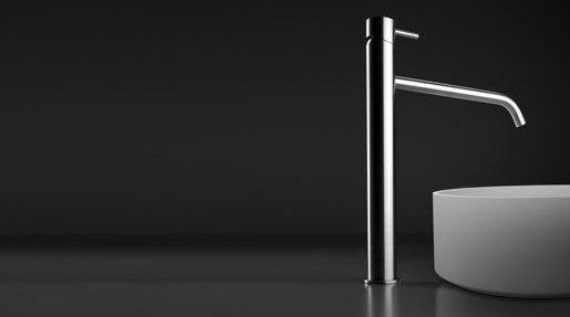 inox | stainless steel single-hole, raised deck-mount basin mixer | Rubinetteria lavabi | Blu Bathworks