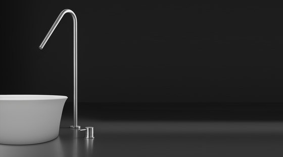 inox | stainless steel single-hole, raised deck-mount basin spout | Rubinetteria lavabi | Blu Bathworks