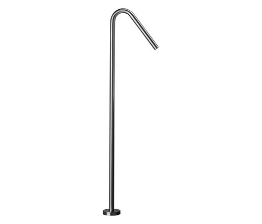 inox |stainless steel 37" freestanding swan-neck tubfiller spout | Robinetterie pour baignoire | Blu Bathworks