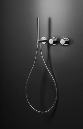 inox | stainless steel wall-mount thermostatic tub/shower trim set | Rubinetteria doccia | Blu Bathworks