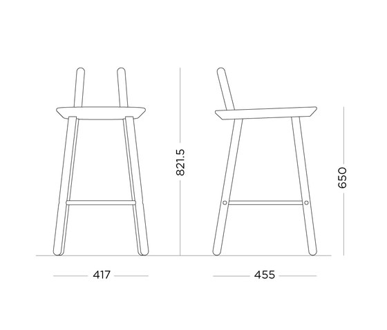Naïve Semi Bar Chair, black | Taburetes de bar | EMKO PLACE