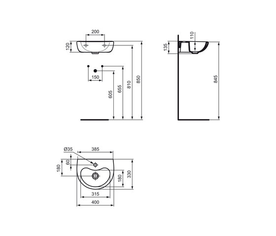 Contour 21 Waschtisch Schools 400mm | Wash basins | Ideal Standard