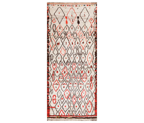 Rare White and Red Vintage Moroccan Carpet | Rugs | Nazmiyal Rugs