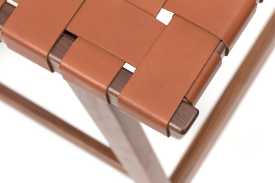 Woven Leather Backed Stool | Barhocker | Smilow Design