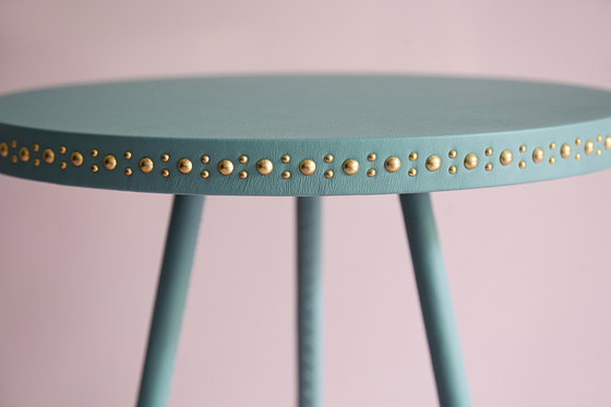 Stud leather side table | Side tables | Bethan Gray