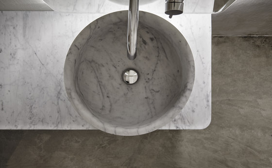 Origin Top Mounted White Carrara Marble H25 Washbasin | Lavabi | Inbani
