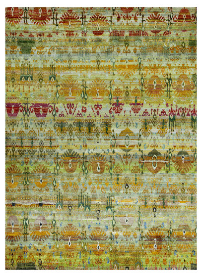 Kundan Diffusion Koti Silk Ikat Pendants and Flowers 3 | Formatteppiche | Zollanvari