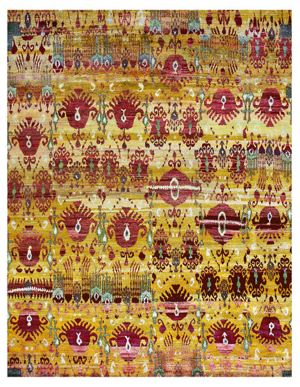 Kundan Diffusion Koti Silk Ikat Pendants and Flowers 5 | Tapis / Tapis de designers | Zollanvari