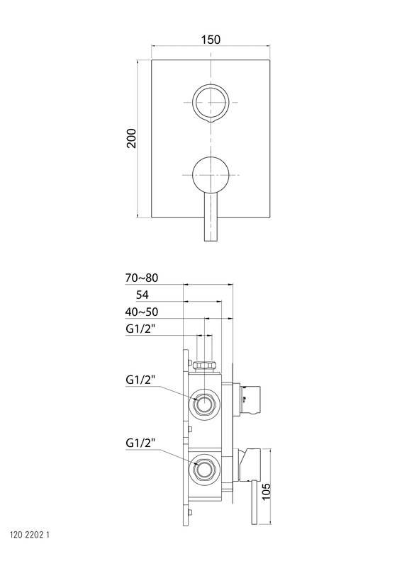 120 2202 1 Finish set for single lever shower mixer with integrated 3-way diverter | Grifería para duchas | Steinberg