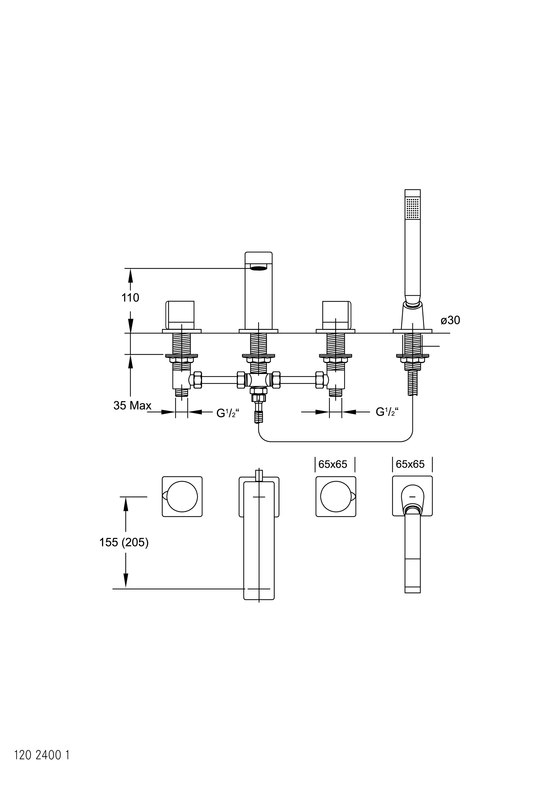 120 2402 1 4-hole deck mounted bath mixer | Rubinetteria vasche | Steinberg