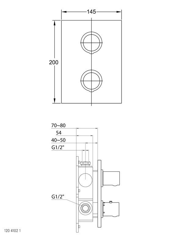 120 4102 1 Finish set for concealed thermostatic mixer with temperature and volume control | Shower controls | Steinberg
