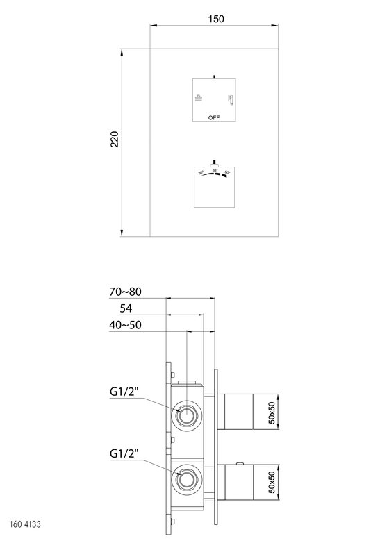 160 4133 Finish set for concealed thermostatic mixer with 2 way diverter | Shower controls | Steinberg
