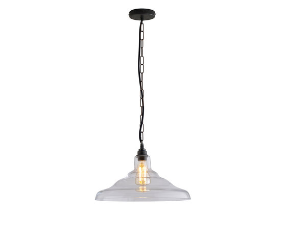 Glass School Pendant Light, Size 2, Clear and Weathered Brass | Suspended lights | Original BTC
