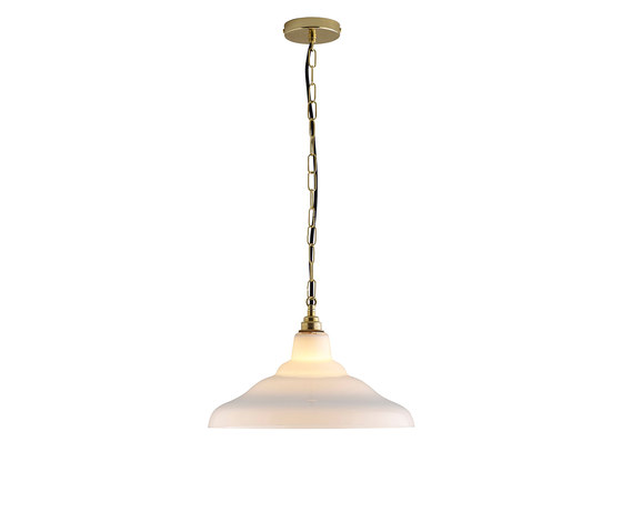 Glass School Pendant Light, Size 2, Opal and Brass | Lampade sospensione | Original BTC