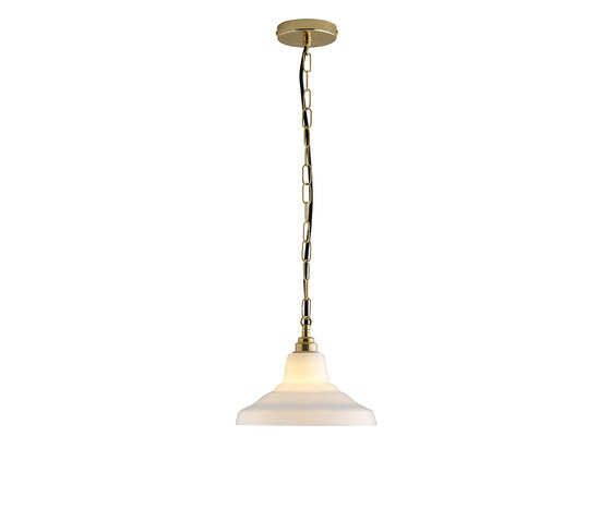 Glass School Pendant Light, Size 1, Opal and Brass | Lámparas de suspensión | Original BTC