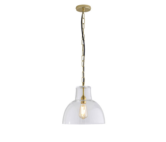 Glass York Pendant, Size 2, Clear and Brass | Suspensions | Original BTC