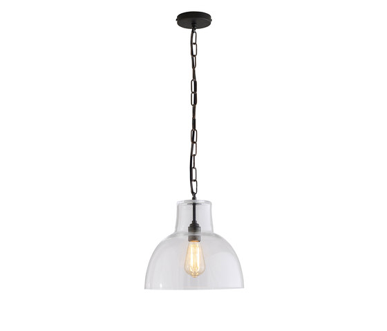 Glass York Pendant, Size 2, Clear and Weathered Brass | Suspended lights | Original BTC