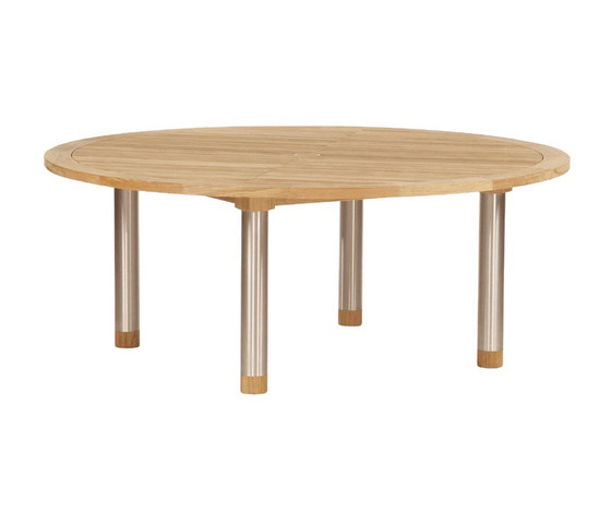 Equinox | Dining Table 180 Circular with Teak Top and Steel Legs | Tables de repas | Barlow Tyrie