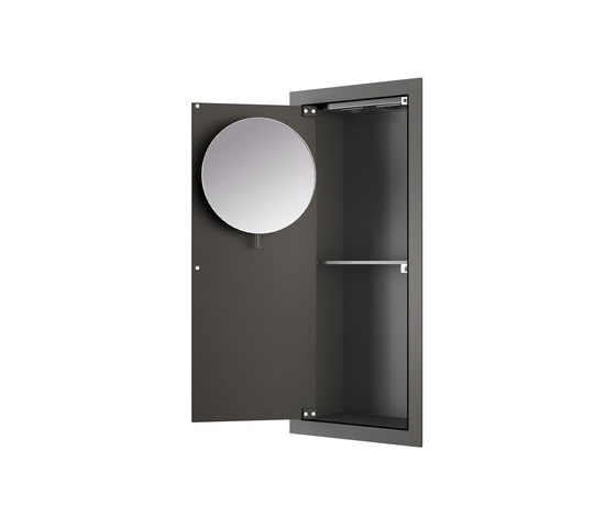 FURNITURE | Armoire verticale encastrée avec miroir grossissant | Nero | Meubles muraux salle de bain | Armani Roca