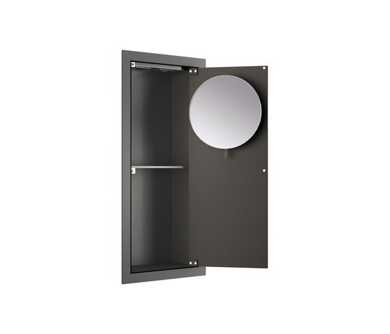 FURNITURE | Armoire verticale encastrée avec miroir grossissant | Nero | Meubles muraux salle de bain | Armani Roca