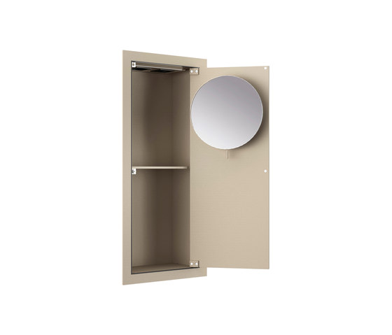 FURNITURE | Armoire verticale encastrée avec miroir grossissant | Greige | Meubles muraux salle de bain | Armani Roca