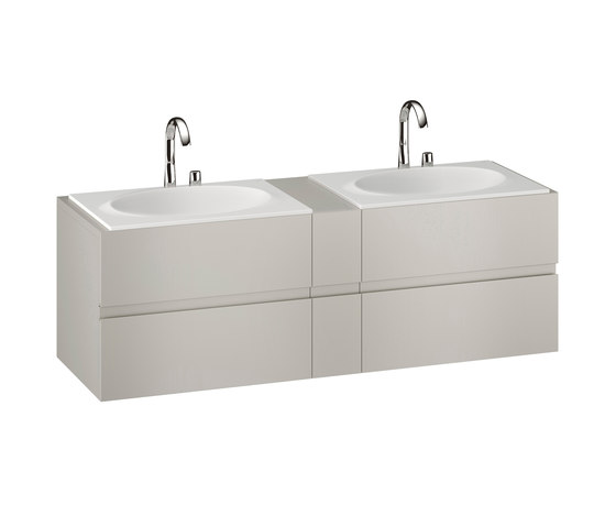 FURNITURE | 1800 mm Furniture with upper and lower drawer for two 770 mm countertop washbasin | Silver | Waschtischunterschränke | Armani Roca
