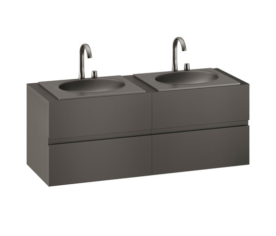FURNITURE | 1550 mm Furniture with upper and lower drawer for two 650 mm countertop washbasin | Nero | Vanity units | Armani Roca