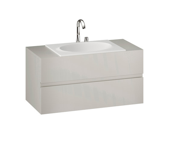 FURNITURE | 1200 mm Furniture with upper and lower drawer for single 770 mm countertop washbasin | Silver | Waschtischunterschränke | Armani Roca