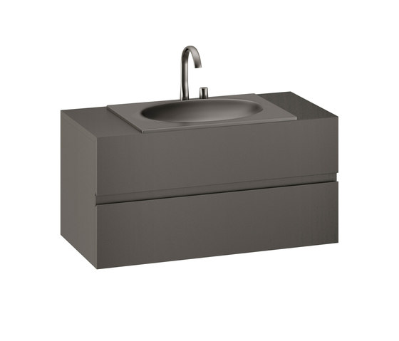 MOBILI | Mobile da 1200 mm con cassetto superiore e inferiore per un lavabo da 770 mm da incasso soprapiano | Nero | Mobili lavabo | Armani Roca
