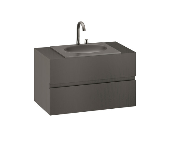 MOBILI | Mobile da 1000 mm con cassetto superiore e inferiore per un lavabo da 650 mm da incasso soprapiano | Nero | Mobili lavabo | Armani Roca