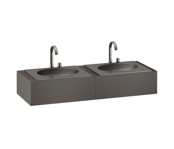 1550 mm Furniture with upper drawer for two 650 mm countertop washbasin | Nero | Vanity units | Armani Roca
