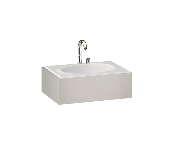 820 mm Furniture with upper drawer for single 770 mm countertop washbasin | Silver | Waschtischunterschränke | Armani Roca