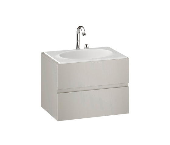 FURNITURE | 820 mm Furniture with upper and lower drawer for single 770 mm countertop washbasin | Silver | Waschtischunterschränke | Armani Roca