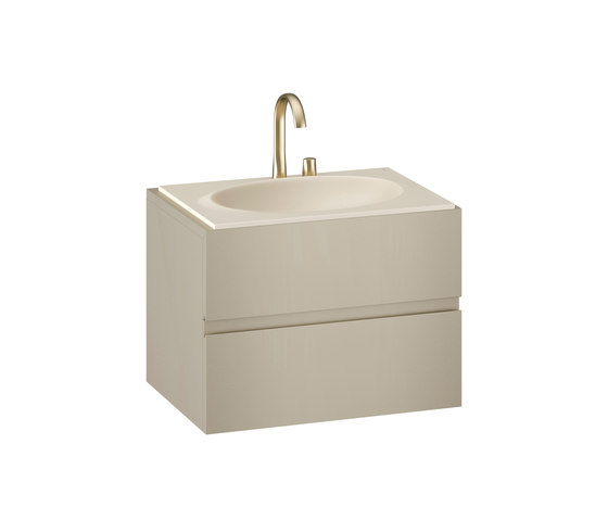 MUEBLES DE BAÑO | Mueble de 820 mm con cajón superior e inferior para un lavabo de 770 mm de encimera | Greige | Armarios lavabo | Armani Roca