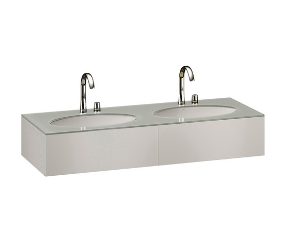 1550 mm Furniture with upper drawer for two 670 mm under-counter washbasins. | Silver | Waschtischunterschränke | Armani Roca