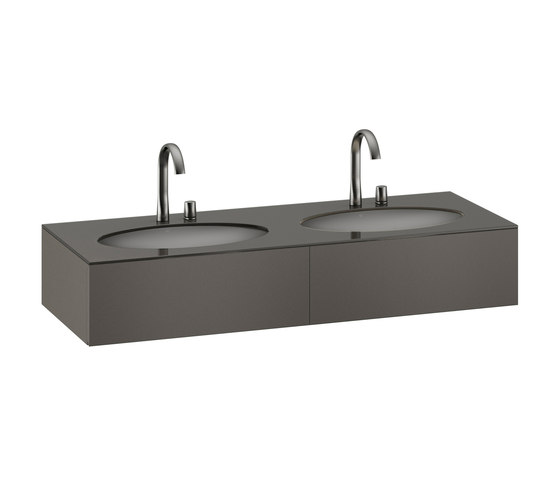 1550 mm Furniture with upper drawer for two 670 mm under-counter washbasins. | Nero | Vanity units | Armani Roca